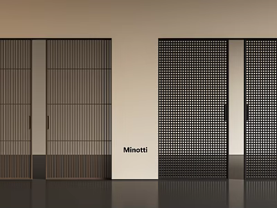 Minetti Modern Sliding Doors With Vertical And Grid Pattern Designs For Interior 3d model
