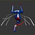 Game Movie Character Blue In Dynamic Futuristic Pose With Red Pink Lines Wristband Detail