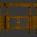 Wooden Wardrobe with Classic Design and Carved Columns Featuring Glass Door Cabinet