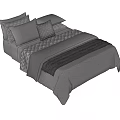 Elegant Modern Double Bed With Gray Quilted Bedding And Decorative Pillows 3d model