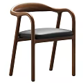Modern Single Chair With Wooden Frame Curved Armrests And Light Padded Seat