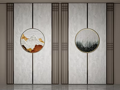 New Chinese Round Frame Painting Wall Decoration 3d model