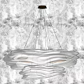 Elegant Modern Layered Fabric Chandelier Featuring Double Curved Shades and Soft Lighting