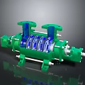 Green And Blue Industrial Mechanical Device With Transparent Casing And Rotary Components