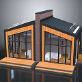 Modern Twin Residential Building Featuring Large Glass Windows Wooden Exterior Black Roof And Solar Panels