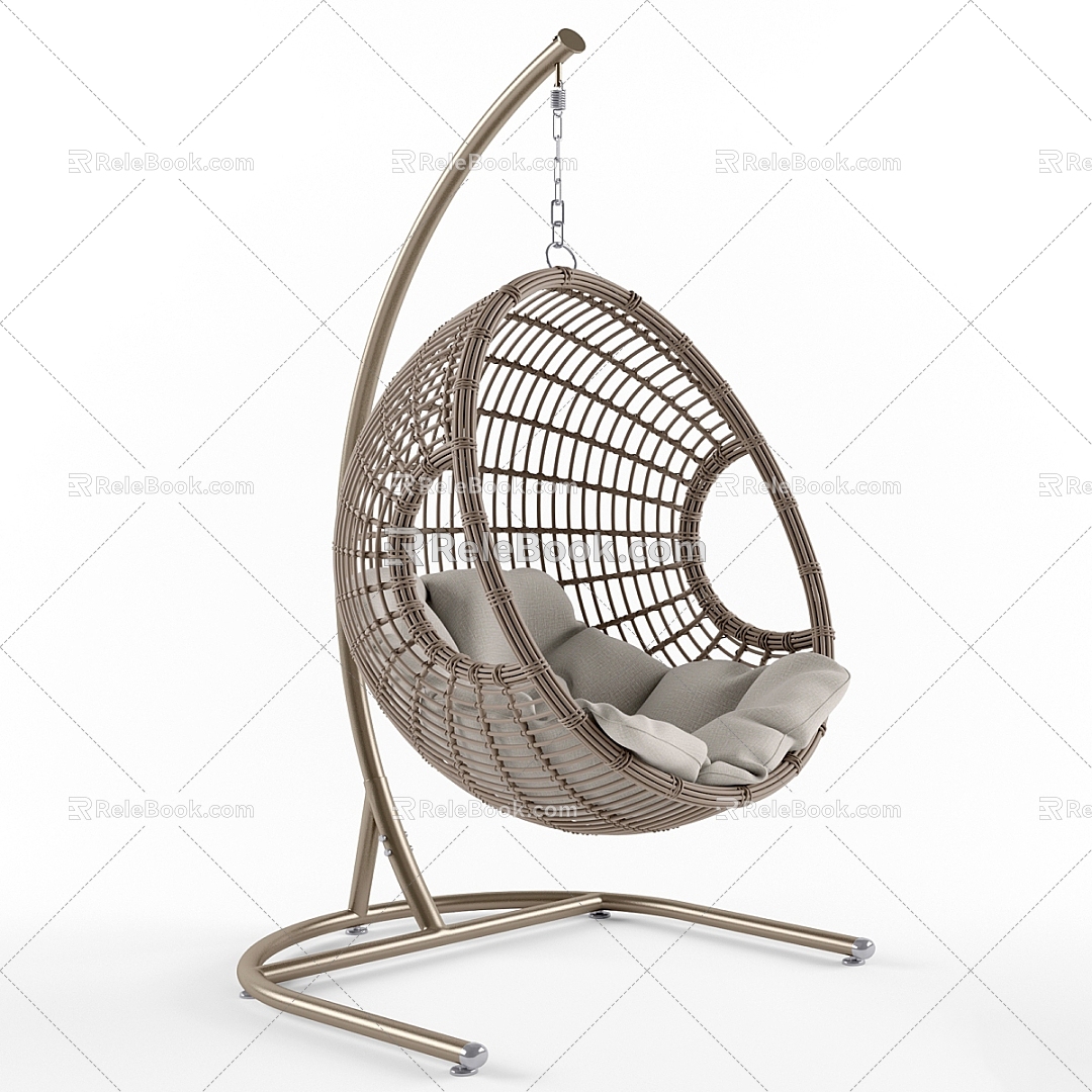 palermo Rattan Hanging Chair Rocking Chair 3d model