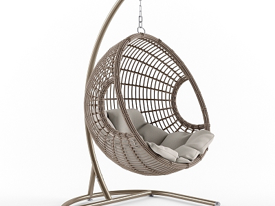 palermo Rattan Hanging Chair Rocking Chair 3d model