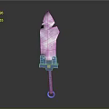 Pink Crystal Sword with Decorative Blue Purple Hilt and Transparent Blade