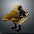 Knitted Bird Plush Character With Cream Colored Body Orange Beak Black Eyes And Black Legs