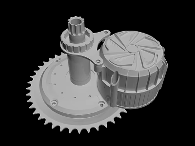 Heavy Duty Metal Hardware Tool Part With Sprocket Gear And Cylindrical Housing 3d model