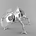 Electric Toy Mechanical Lizard With Silver Metal Robotic Structure And Detailed Parts