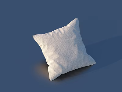 Soft White Textured Decorative Pillow On Blue Background For Home Decor 3d model