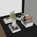 Modern Ornaments Combination Books Aromatherapy Candles Desktop Green Planting 3d model