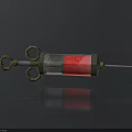 Detailed 3D Syringe Model Featuring Red Gray Metal Components And Needle