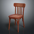 Classic Wooden Dining Chair With Slatted Back And Curved Brown Legs Design