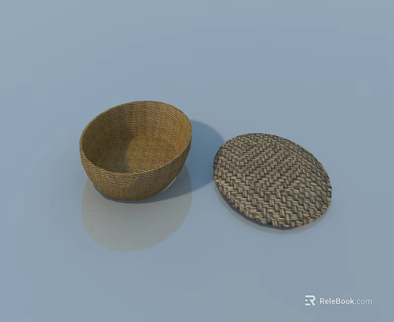 Woven Storage Bowl With Matching Lid Featuring Intricate Braided Texture For Home Decor 3d model 