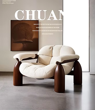 Middle Aged Single Sofa Casual Chair Armchair 3d model