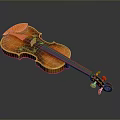 Classical Brown Wooden Violin with String Details and Elegant Design 3d model