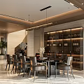 Modern Living Dining Room Interior Design With Circular Chandeliers Beige Sofa And Coffee Table
