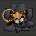 Anthropomorphic Cat Character In Golden Armor With Orange Accents Standing On Stone Base