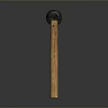 Heavy Duty Construction Hammer With Black Metal Head And Wooden Handle