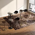 Stylish Bar Stools With Various Designs And Colors On Wooden Floor By Window And Rug