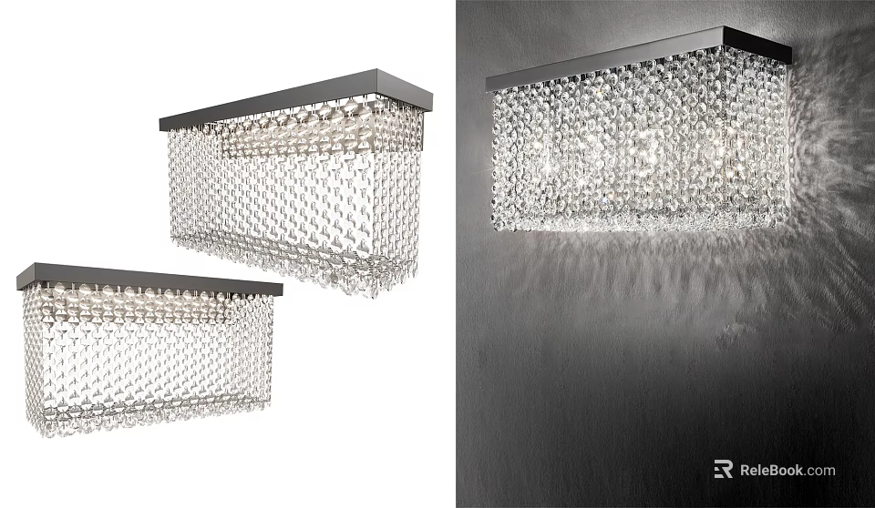 Modern Crystal Wall Light With Sleek Metal Frame And Decorative Design 3d model 