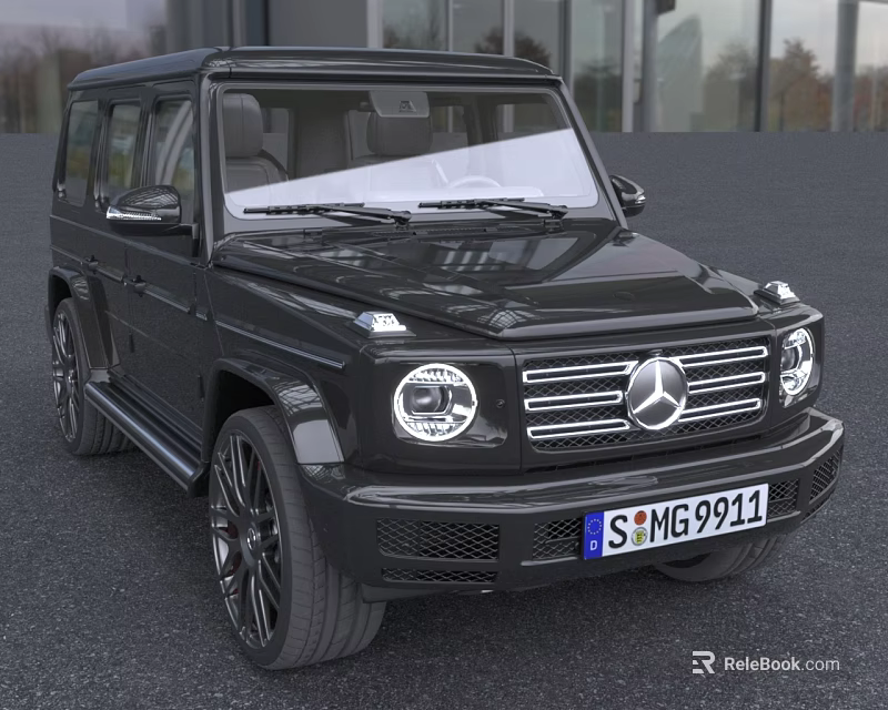 Shiny Black Mercedes Benz G Class SUV Exterior Front View 3d model 