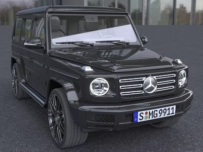 Shiny Black Mercedes Benz G Class SUV Exterior Front View 3d model