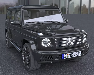 Shiny Black Mercedes Benz G Class SUV Exterior Front View 3d model