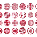 Red Round Paper Cut Wall Decor with Traditional Floral Geometric Animal Motifs