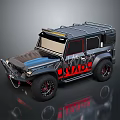 Military Off Road Vehicle With Black Body Red AVADO Lettering Roof Rack And Large Tires