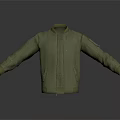 Light Green Bomber Jacket With Stand Collar Zipper And Casual Style Design