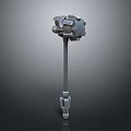 3D Rendered War Hammer With Mechanical Head And Long Metal Handle