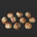 Natural Raw Hazelnuts with Brown Shells Arranged on Black Background 3d model