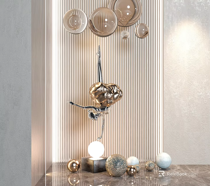 Modern Abstract Metal Sculpture Art Piece For Contemporary Interior Decoration 3d model 