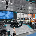 Segway Exhibition Booth In Indoor Hall With Large Screens And Displayed Vehicles