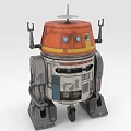 Orange and White Mechanical Robot With Dome Antenna Mechanical Arms and Wheels