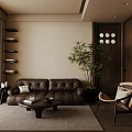Modern Living And Dining Room Interior With Dining Table Chairs Sofa And Large Windows