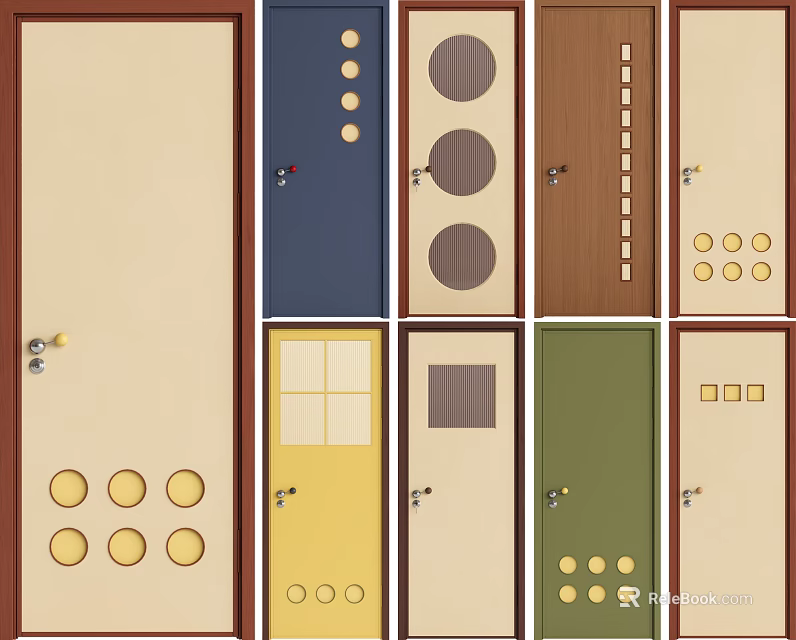 Sliding Doors With Various Designs Different Colors And Decorative Patterns For Home Interior 3d model