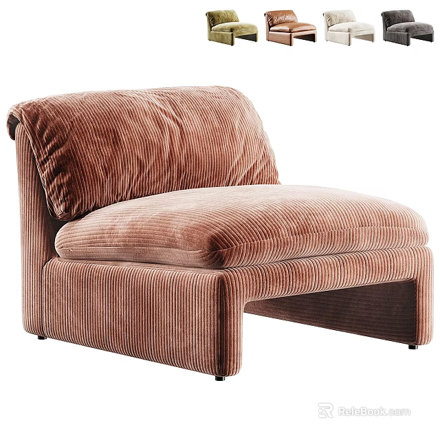Modern Soft Corduroy Upholstered Armless Single Sofa Chair For Cozy Living Room Home Decor 3d model 