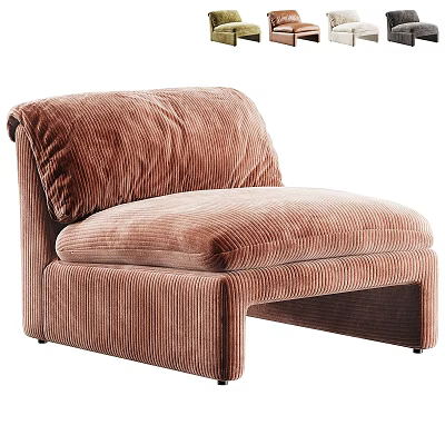 Modern Soft Corduroy Upholstered Armless Single Sofa Chair For Cozy Living Room Home Decor 3d model