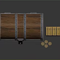 Open Wooden Treasure Chest Filled With Gold Coins And Gold Bars Stacks
