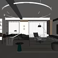 Modern Living Room Interior Design With Leather Sofa Coffee Table Floor Lamp And Window Blinds