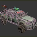 Green Military Off Road Vehicle With Reinforced Body And Roof Mounted Equipment