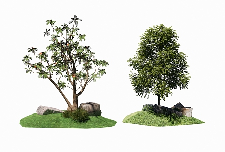 Modern Tree Plant Fruit Tree Stone Landscape Stone Landscape Light 3d model