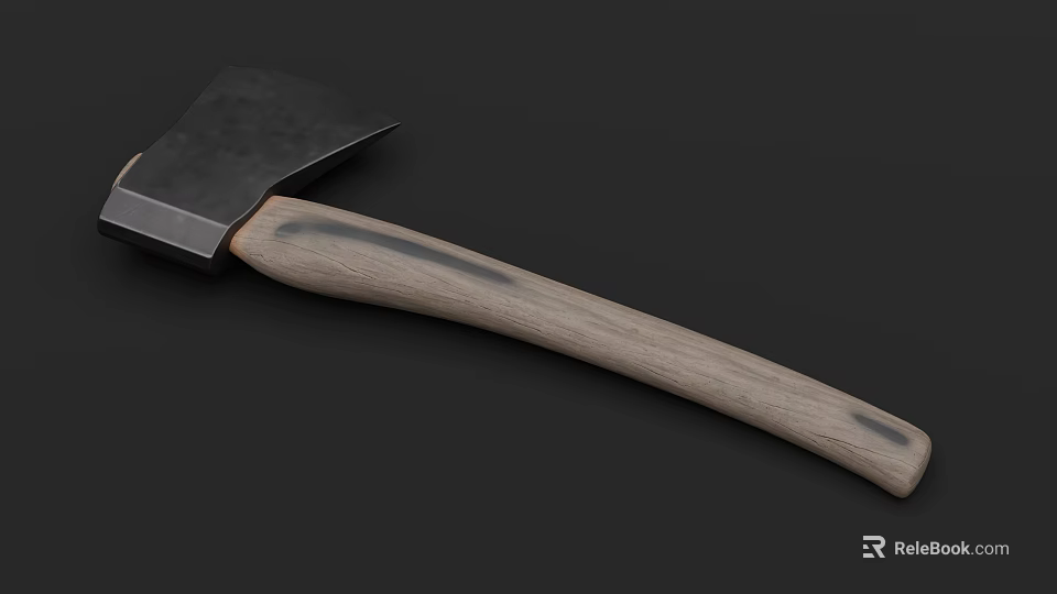 Practical Agricultural Axe With Wooden Handle And Metal Head For Farming 3d model 