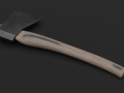 Practical Agricultural Axe With Wooden Handle And Metal Head For Farming 3d model