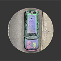 Colorful Graffiti Station Wagon With Pink Green Purple And Side Figure Design On Circular Pavement