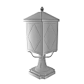 Modern Black Outdoor Post Light Featuring Diamond Pattern Glass Shade 3d model